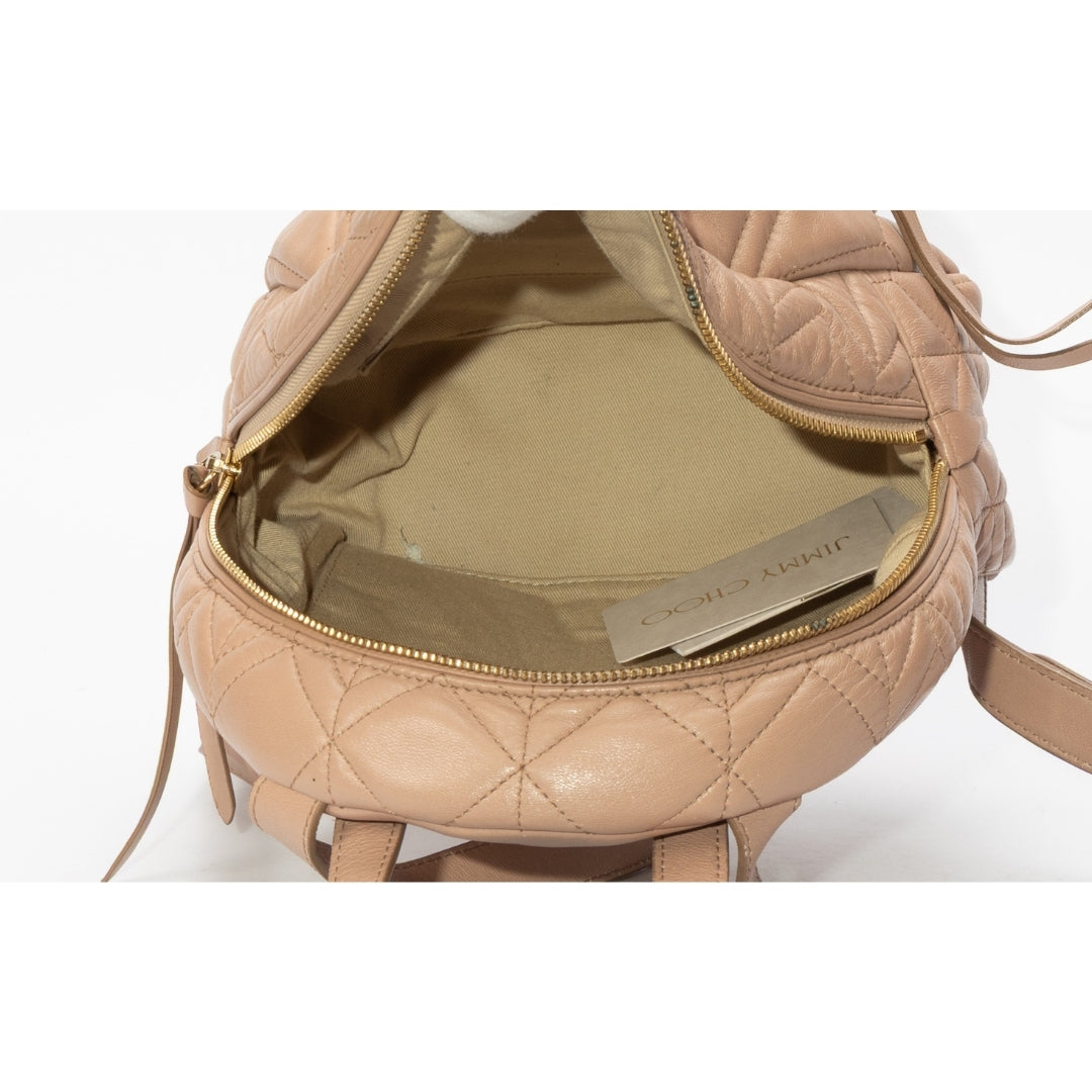 Jimmy Choo Nude Pink Quilted Backpack