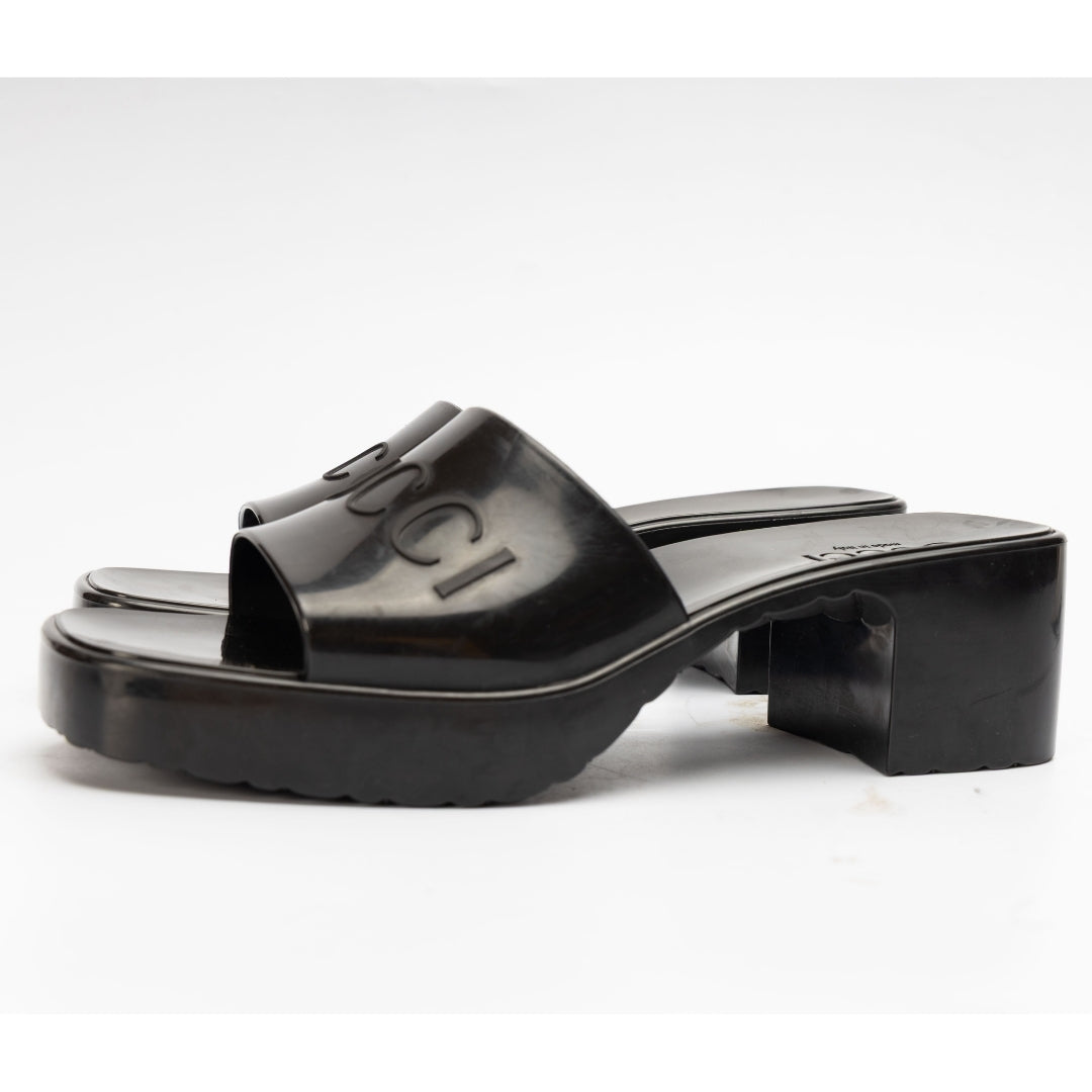 Gucci Black Block Heel Sandals