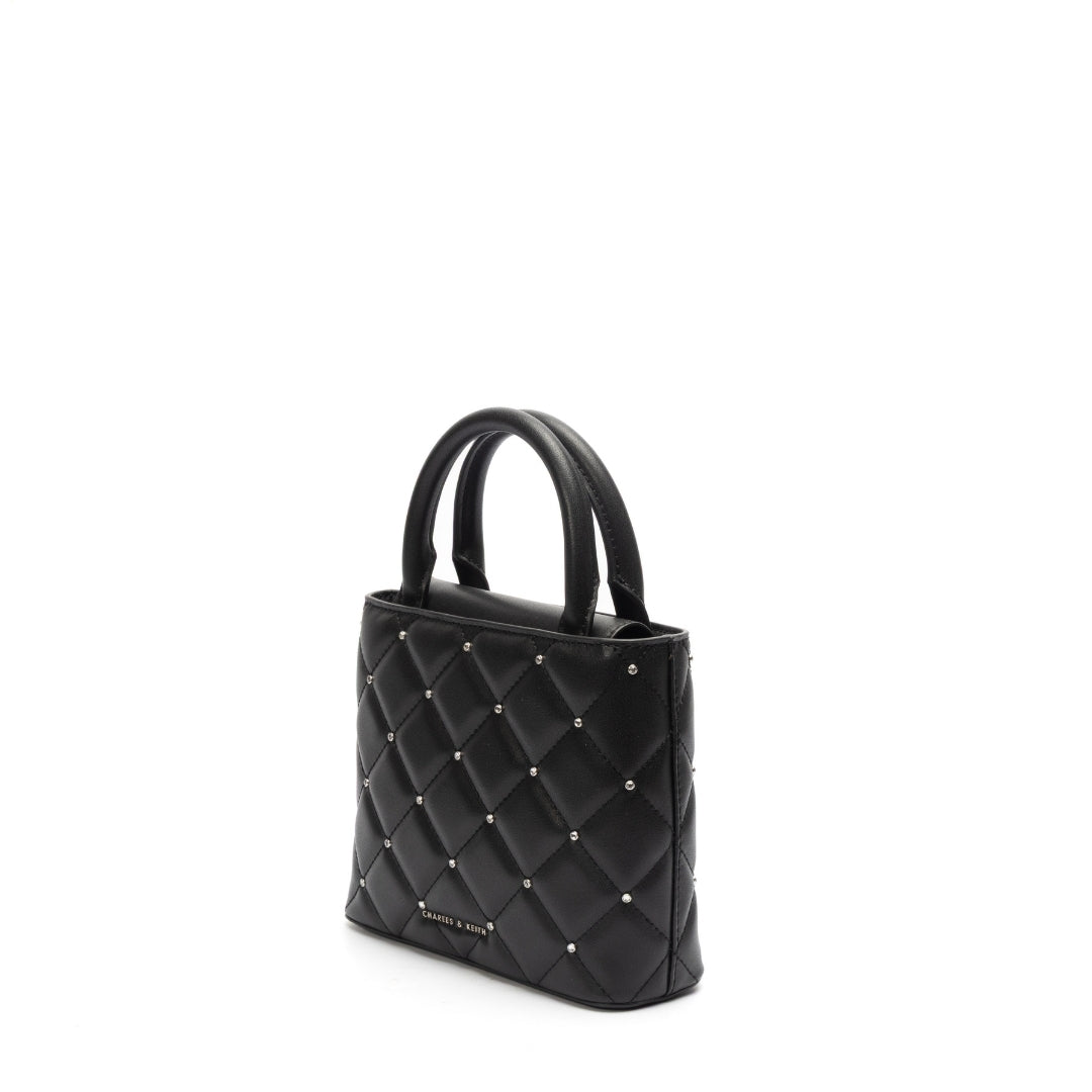 Charles & Keith Gem Embellished Quilted Tote Bag