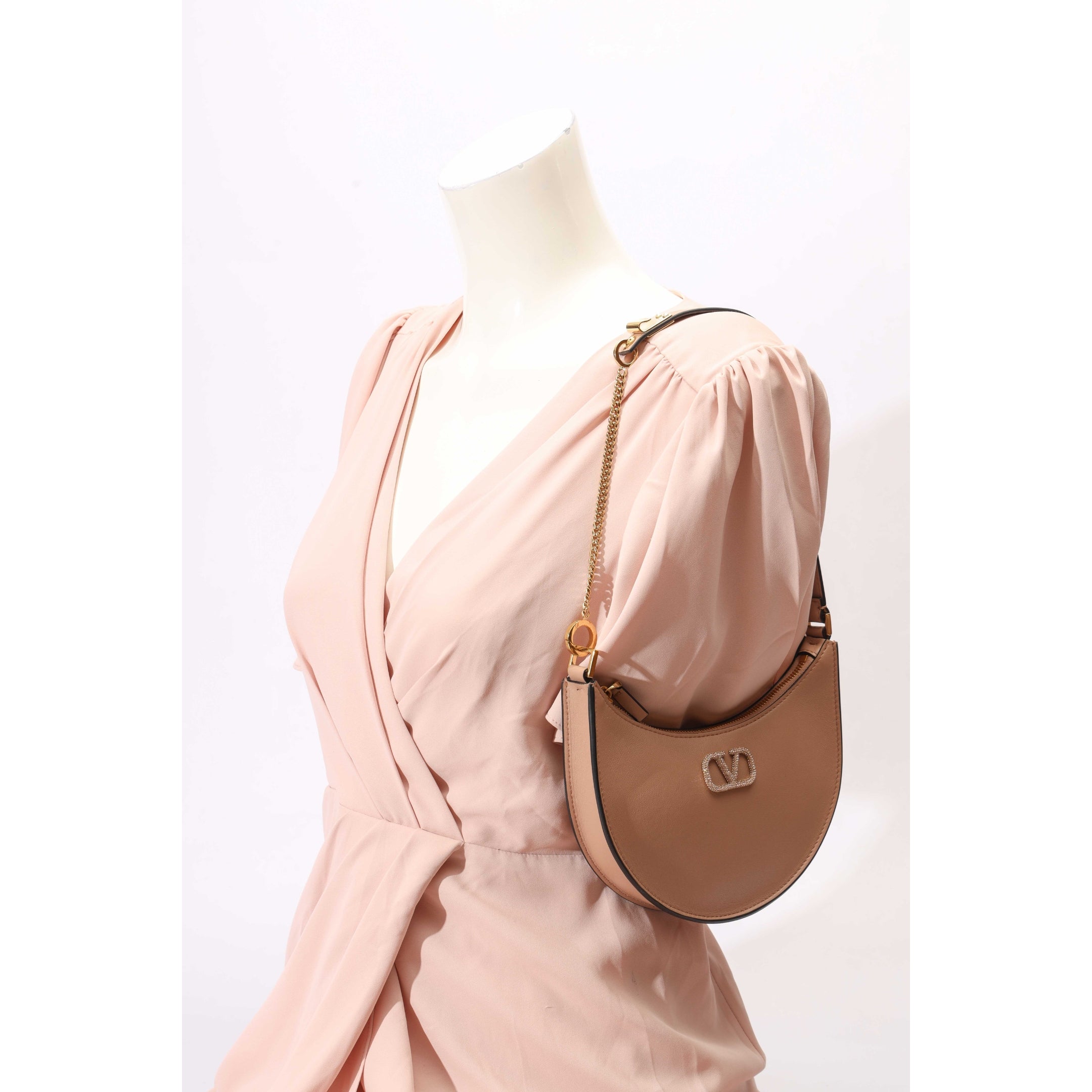 Valentino VLogo Pink Signature Mini Hobo Bag