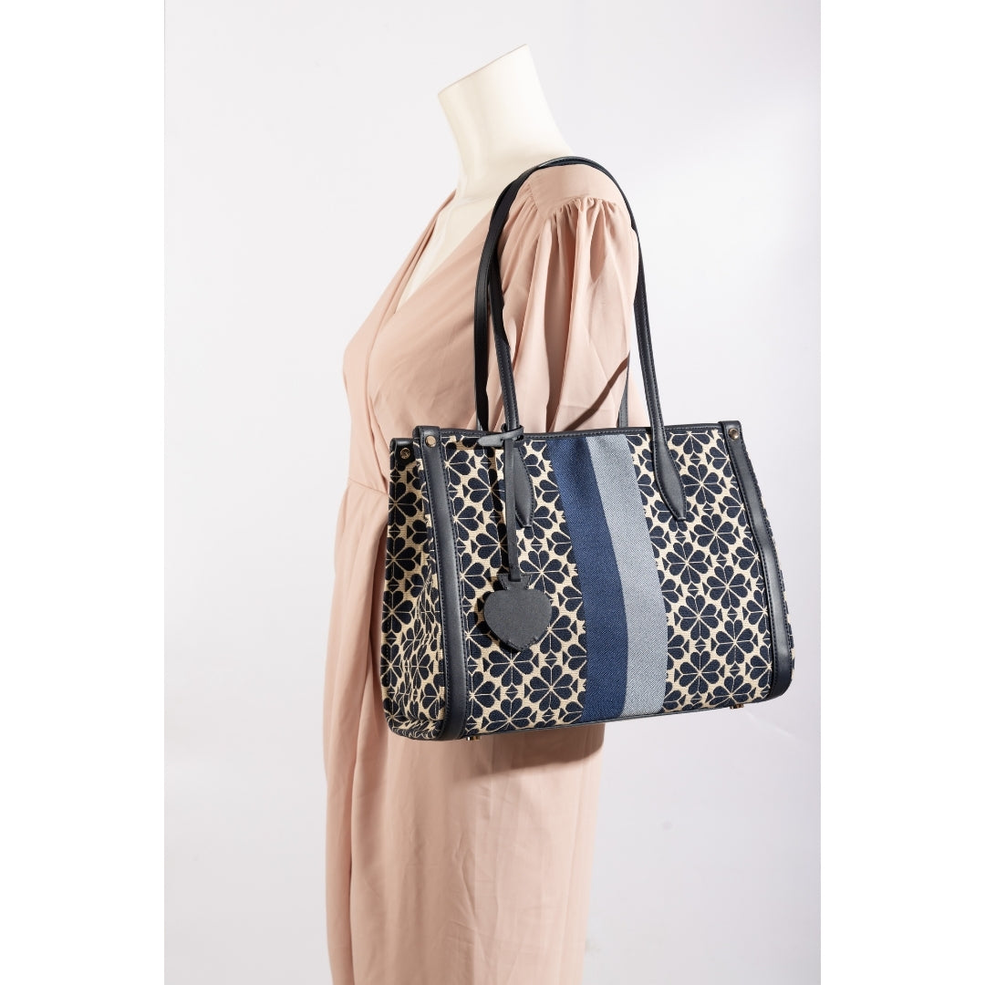 Kate Spade Flower Jacquard Stripe Market Medium Tote Bag