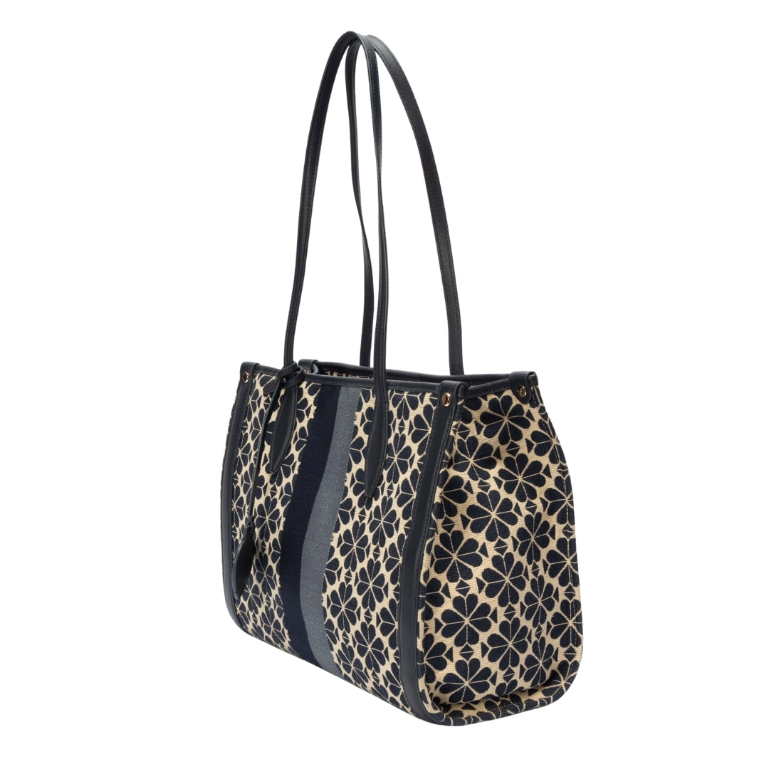 Kate Spade Flower Jacquard Stripe Market Medium Tote Bag