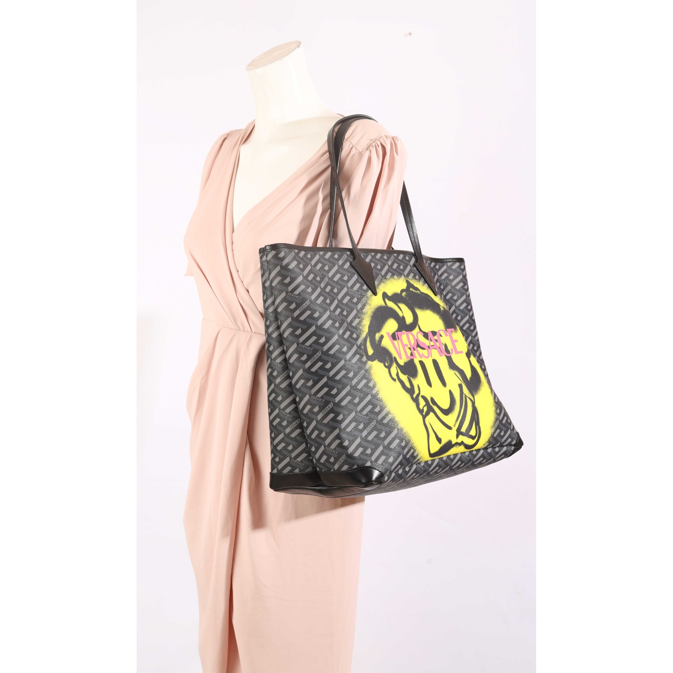Versace Medusa Tag Canvas Tote
