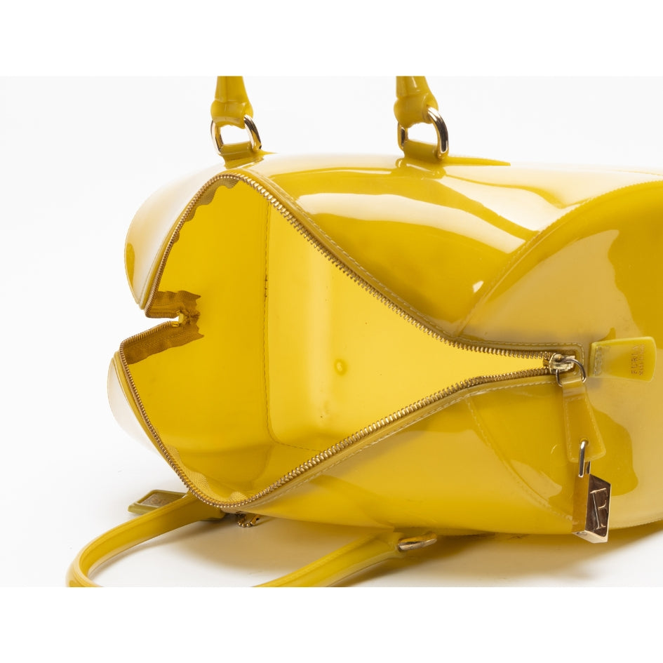Furla Yellow Glossy Rubber Candy Satchel