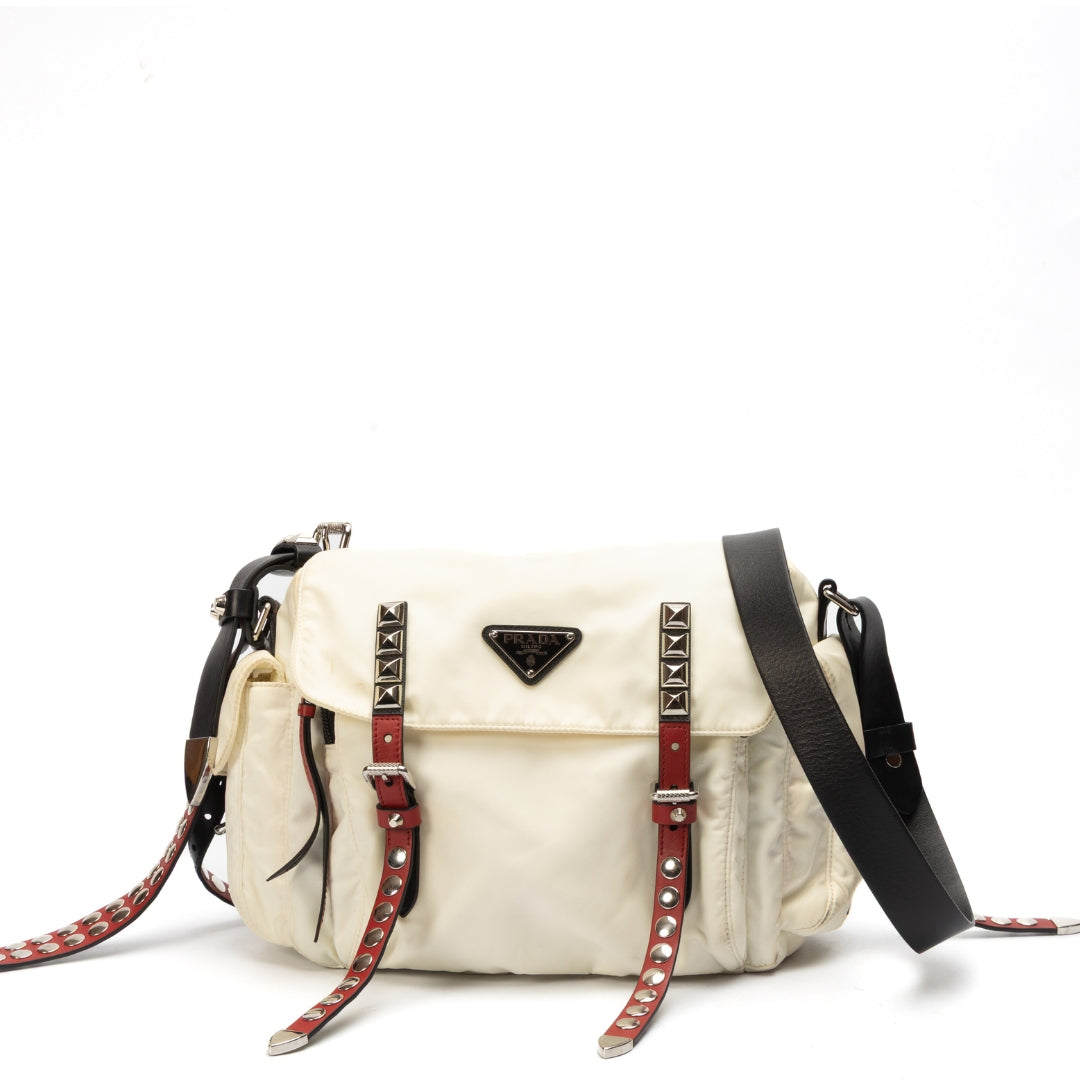 Prada New Vela Studded Messenger Bag - Main Image