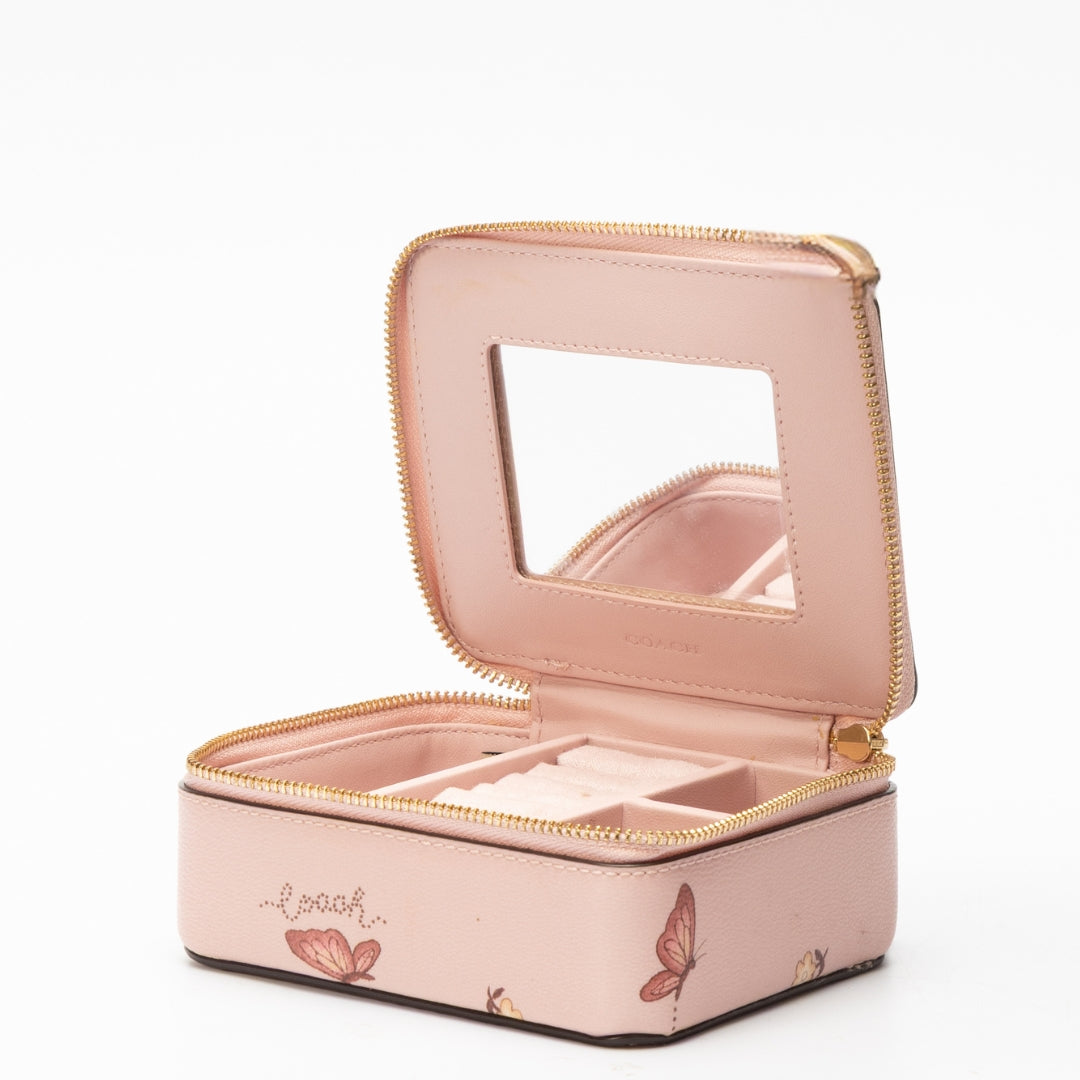 Coach Pink Leather Jewelry Box