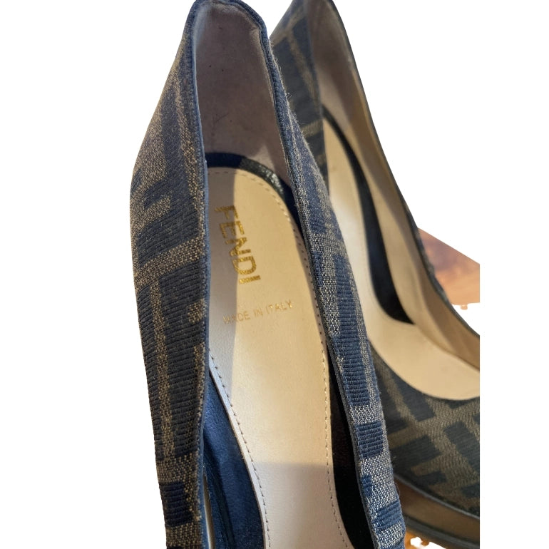 Fendi Decollete’ Zucca Jacquard Platform Heels