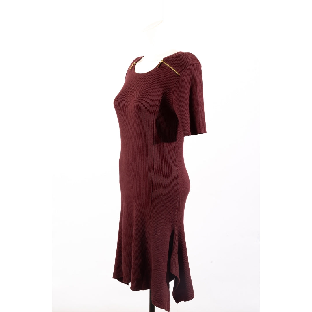 Michael Kors Ribbed Stretch Knit Button Midi Dress