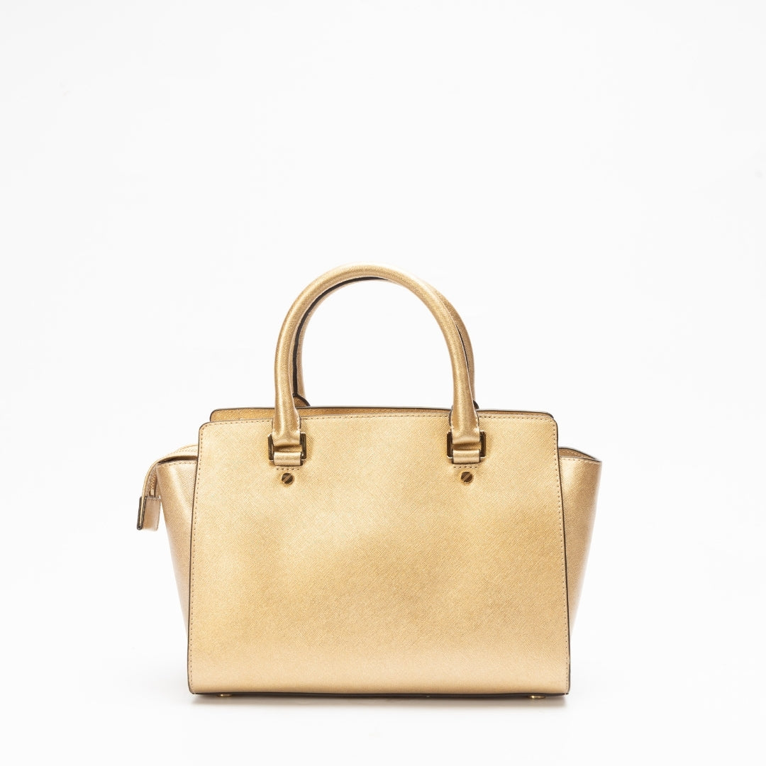 Michael Kors Beige Leather Medium Selma Satchel