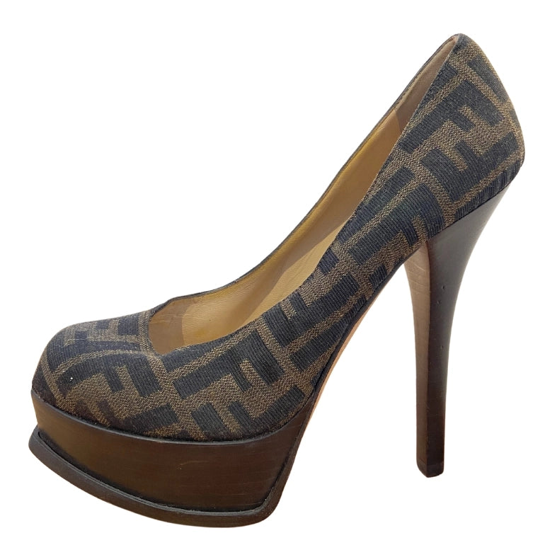 Fendi Decollete’ Zucca Jacquard Platform Heels