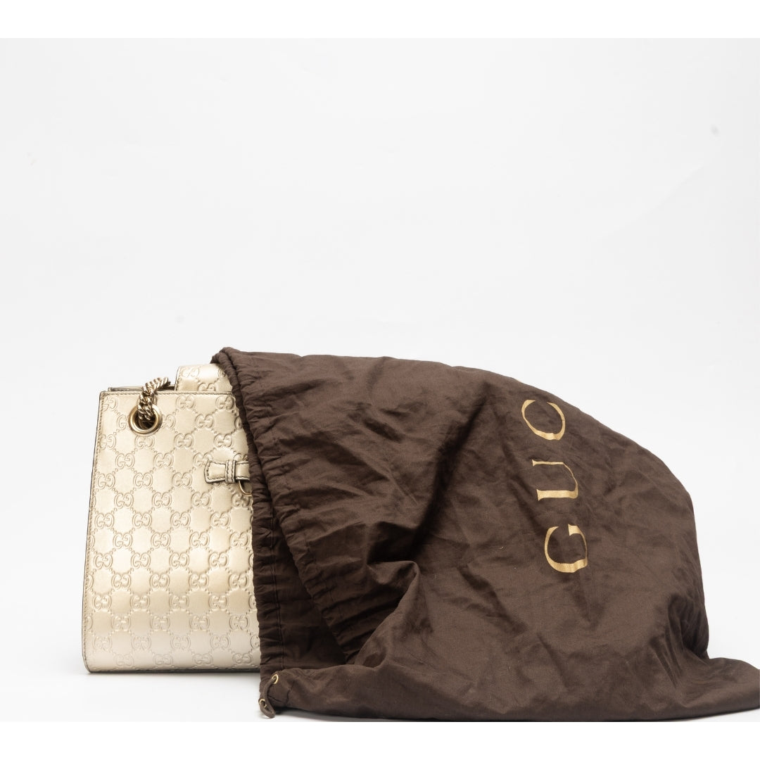 Gucci Guccissima Metallic Gold Emily Large Shoulder Bag
