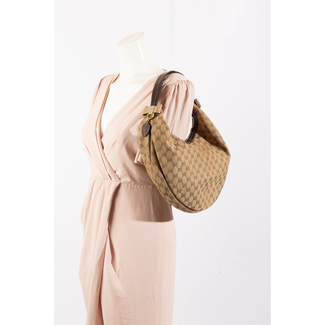 Gucci GG Canvas and Leather Hobo Bag