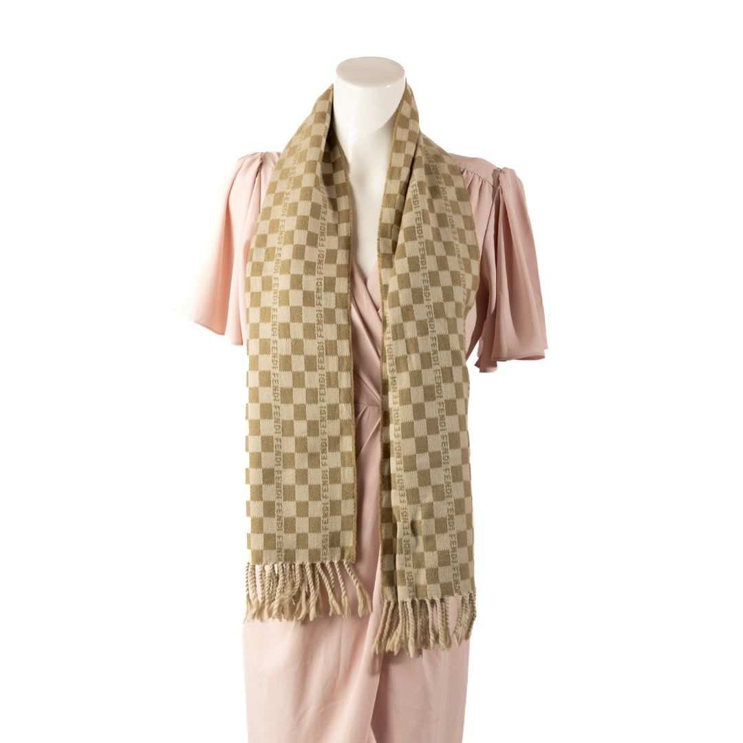 Fendi Green Check Wool Scarf