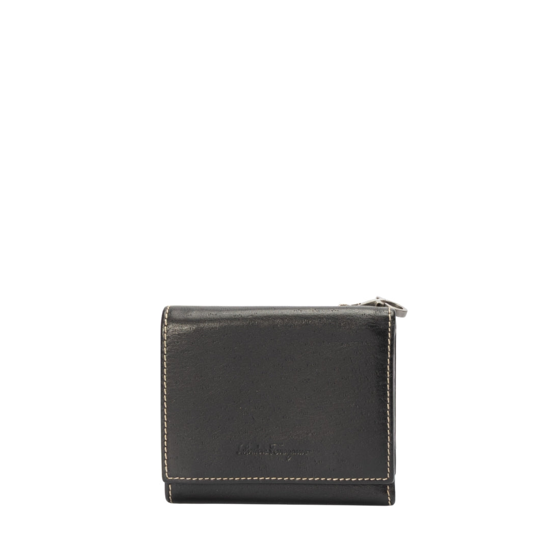 Salvatore Ferragamo Black Compact Women's Wallet