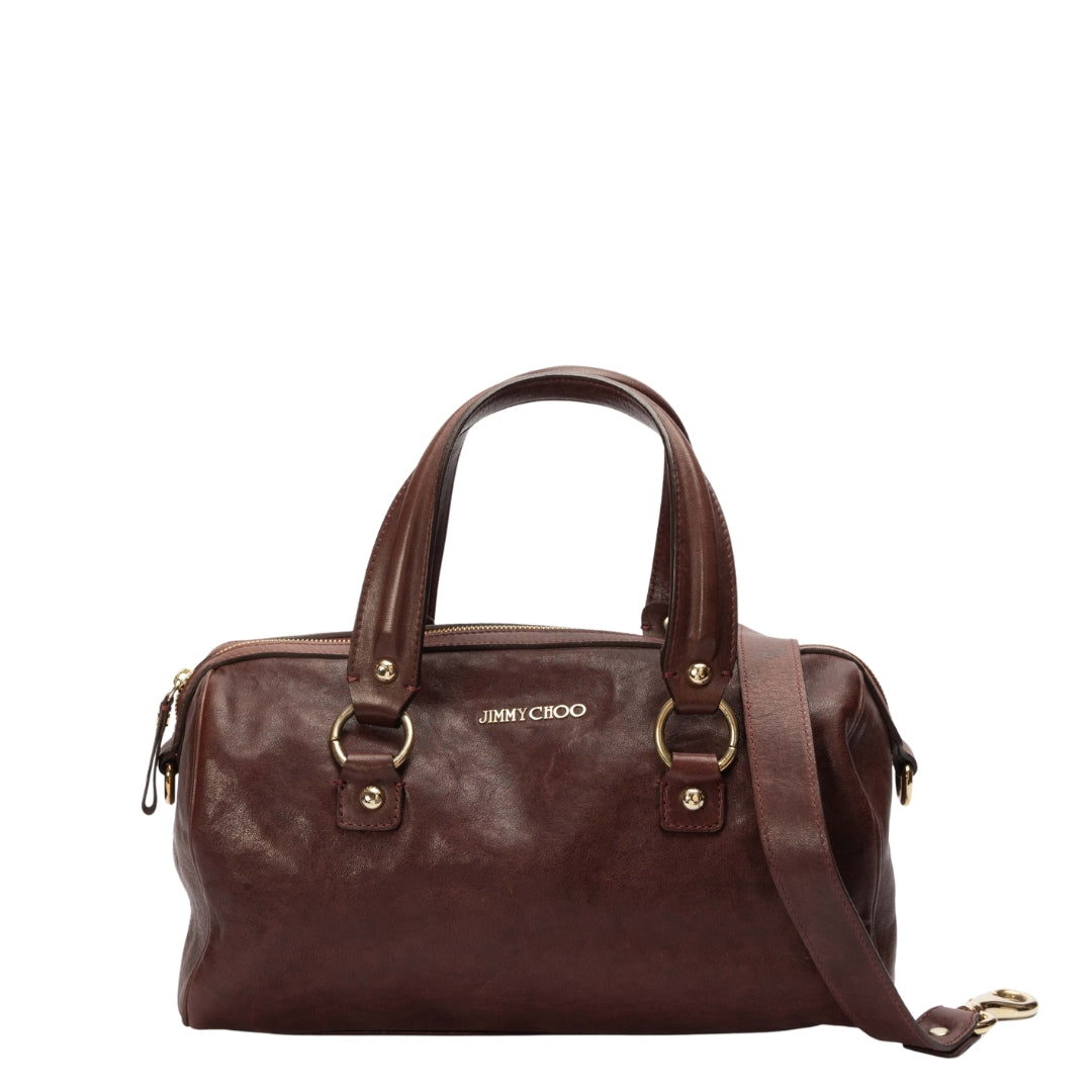 Jimmy Choo Brown Python Satchel