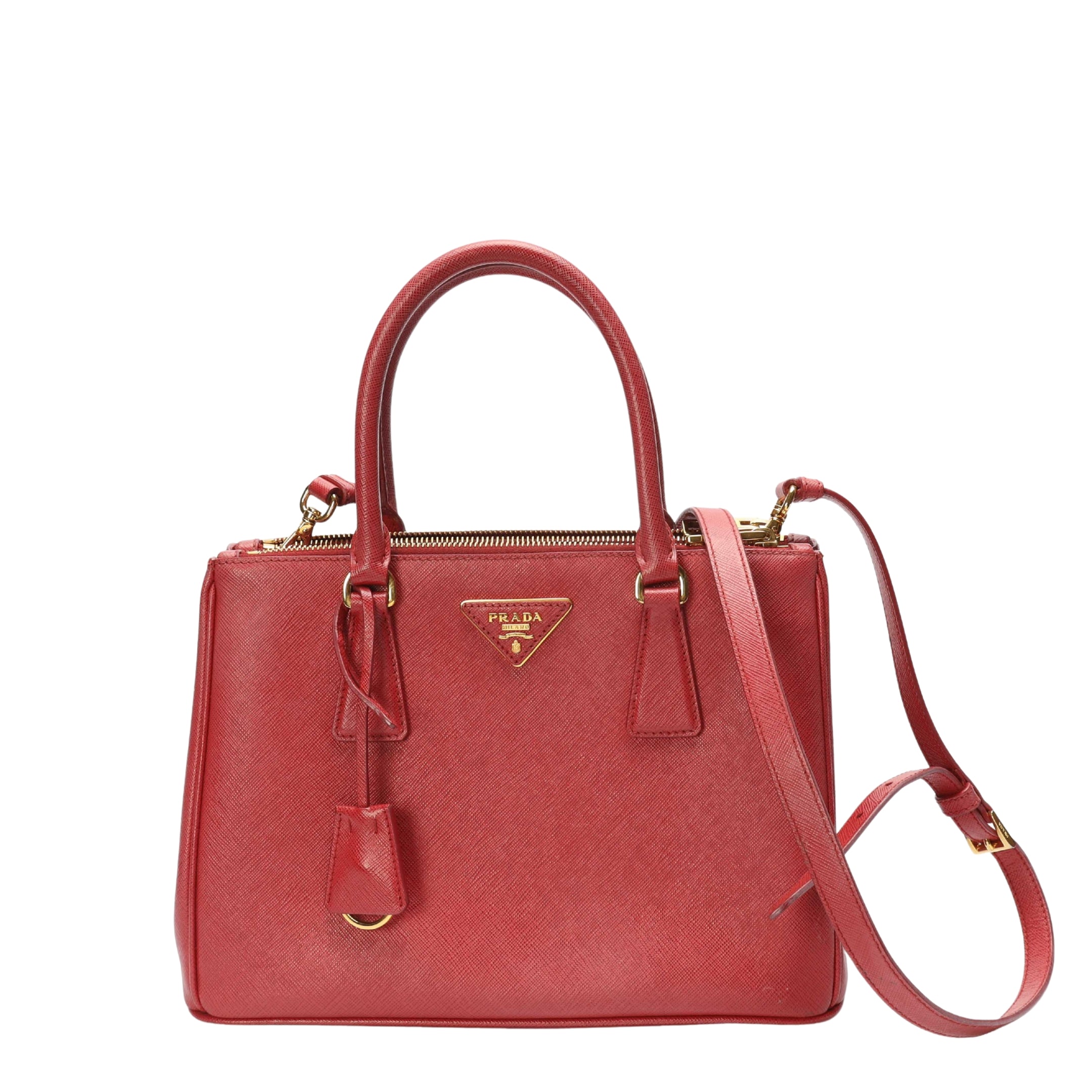 Prada Galleria Red Satchel Crosbody Bag