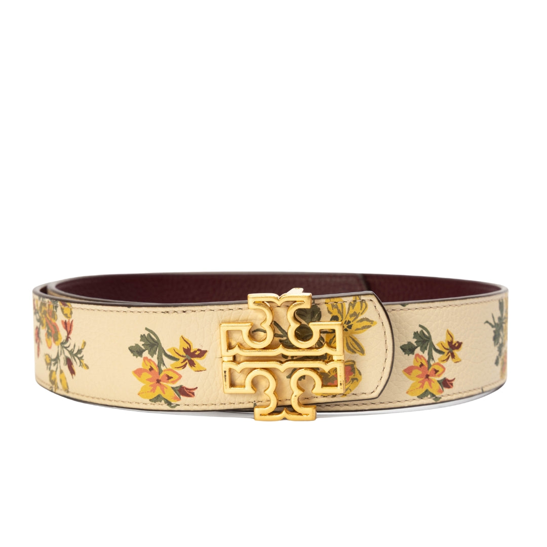 Tory Burch Floral Canvas T Buckle Belt
