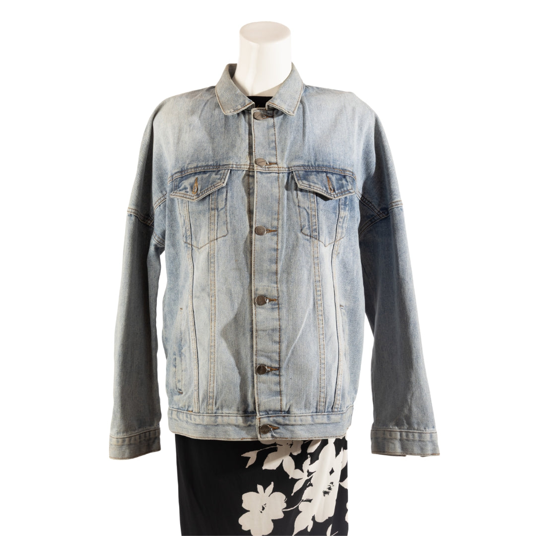 Palm Angels Blue Denim Logo Printed Jacket