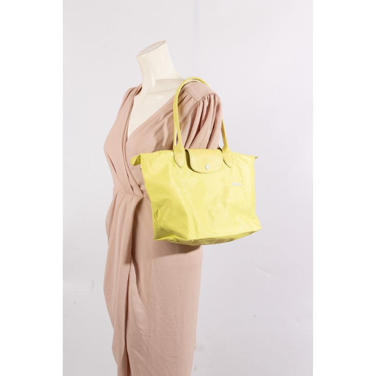 Longchamp Le Pliage Club Small Nylon Short Handle Tote Prune Lemon