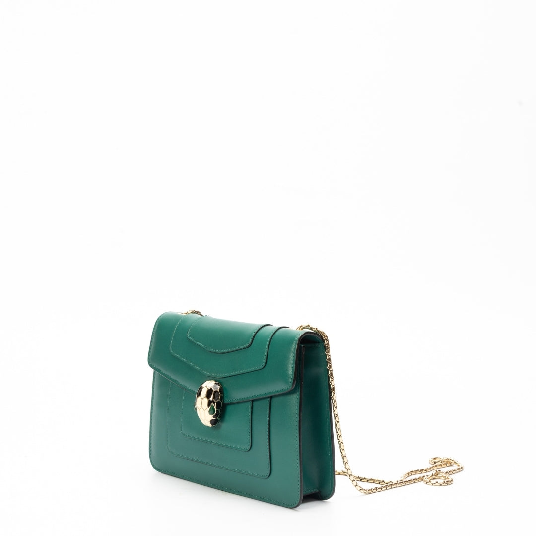 Bvlgari Green Leather Small Serpenti Forever Shoulder Bag