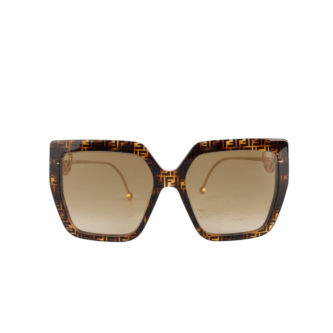 Fendi Dark Havana Brown Gradient Oversized Square Sunglasses