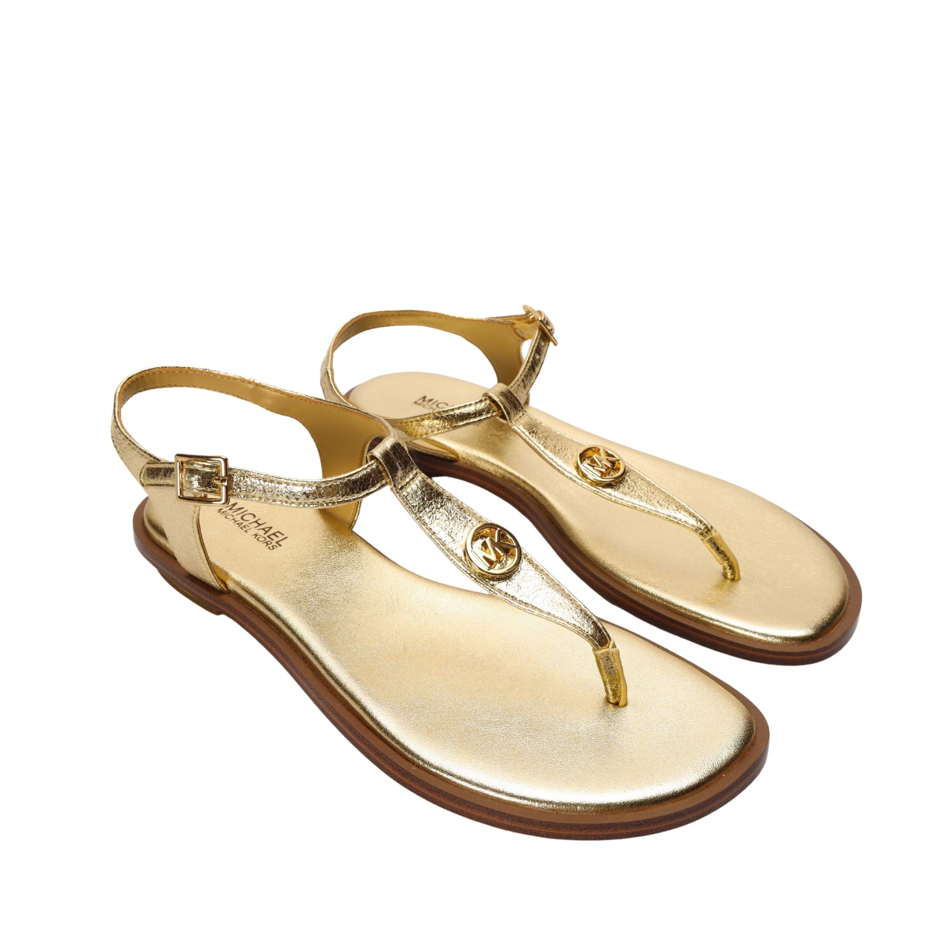 Michael Kors Mallory Metallic T-Strap Sandal