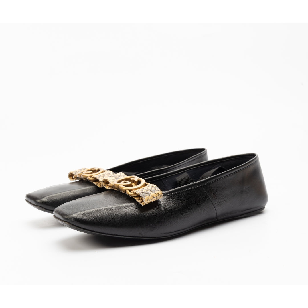 Gucci GG Evi Leather Ballet Flats
