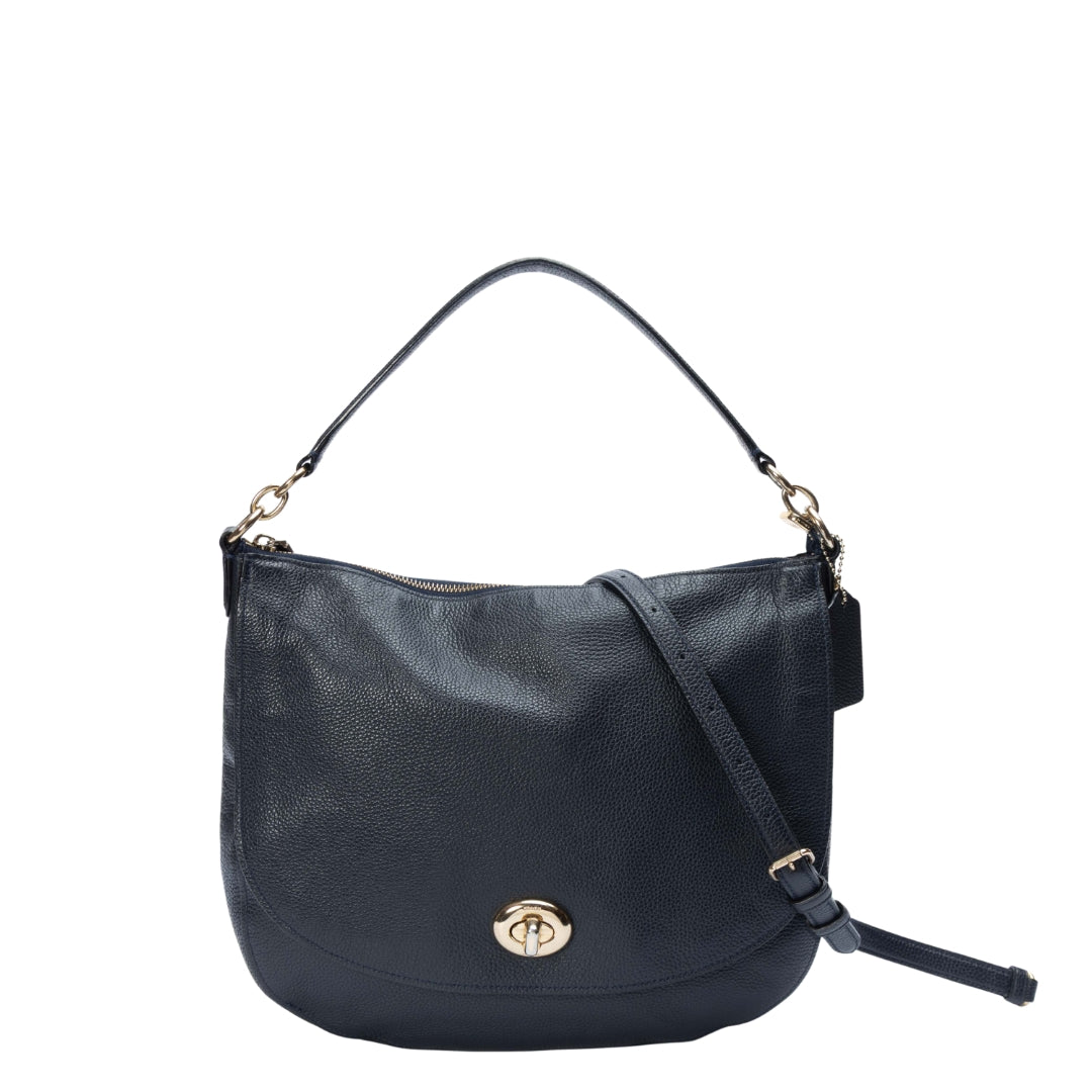 Coach Navy Turnlock Hobo Bag