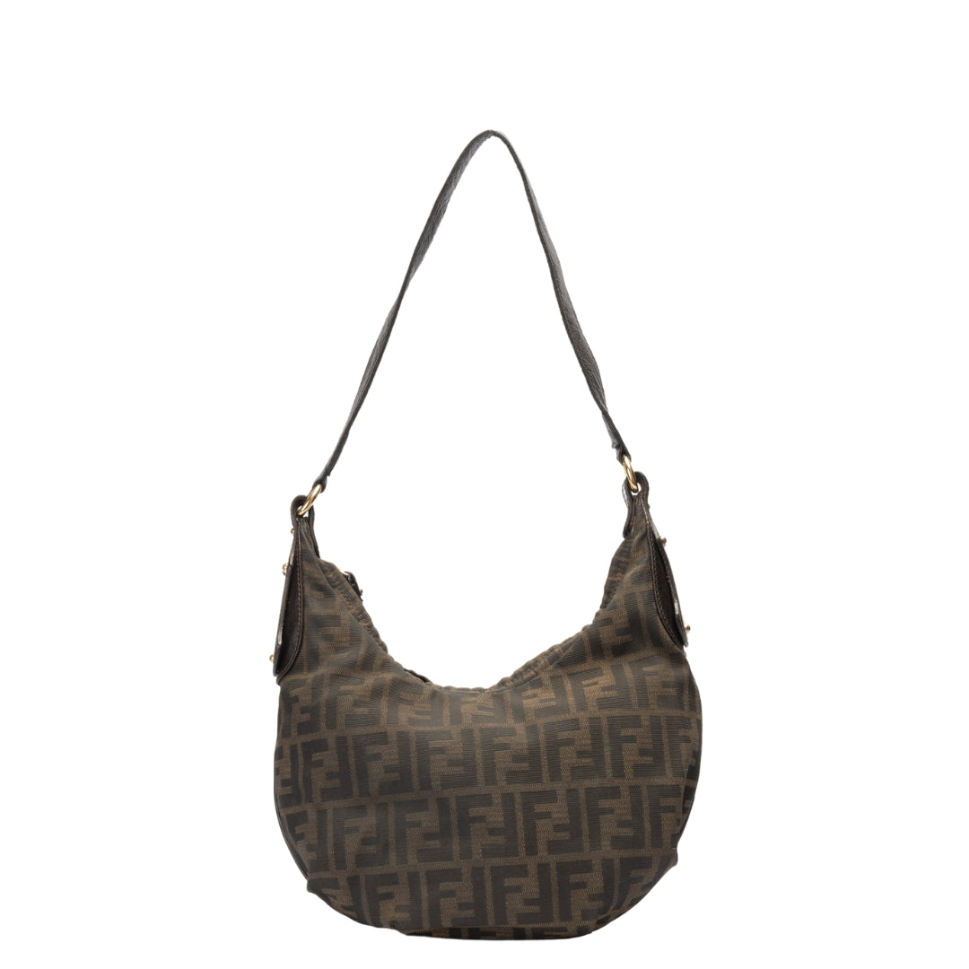 Fendi Croissant Zucca Canvas Monogram Shoulder Bag