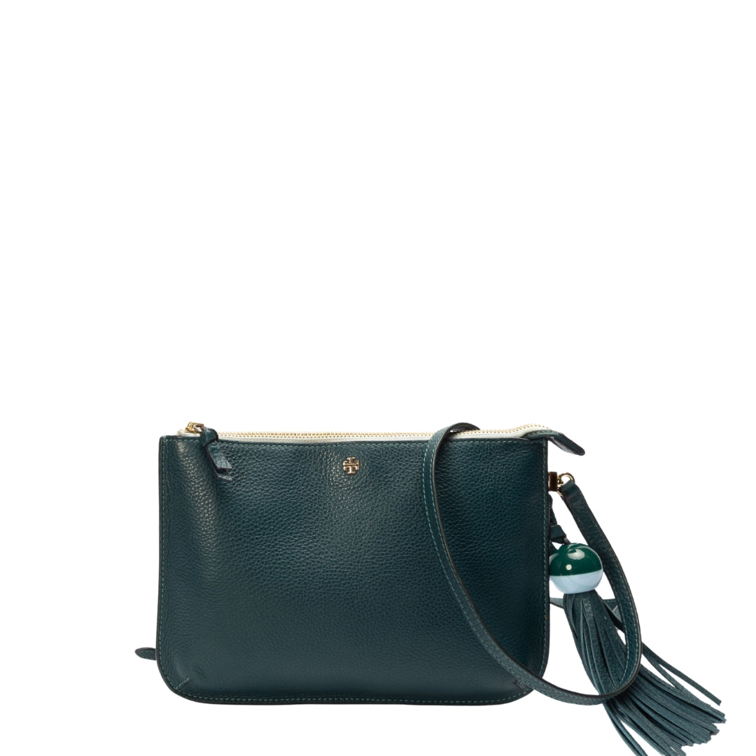 Tory Burch Green Kira Tassel Crossbody Bag