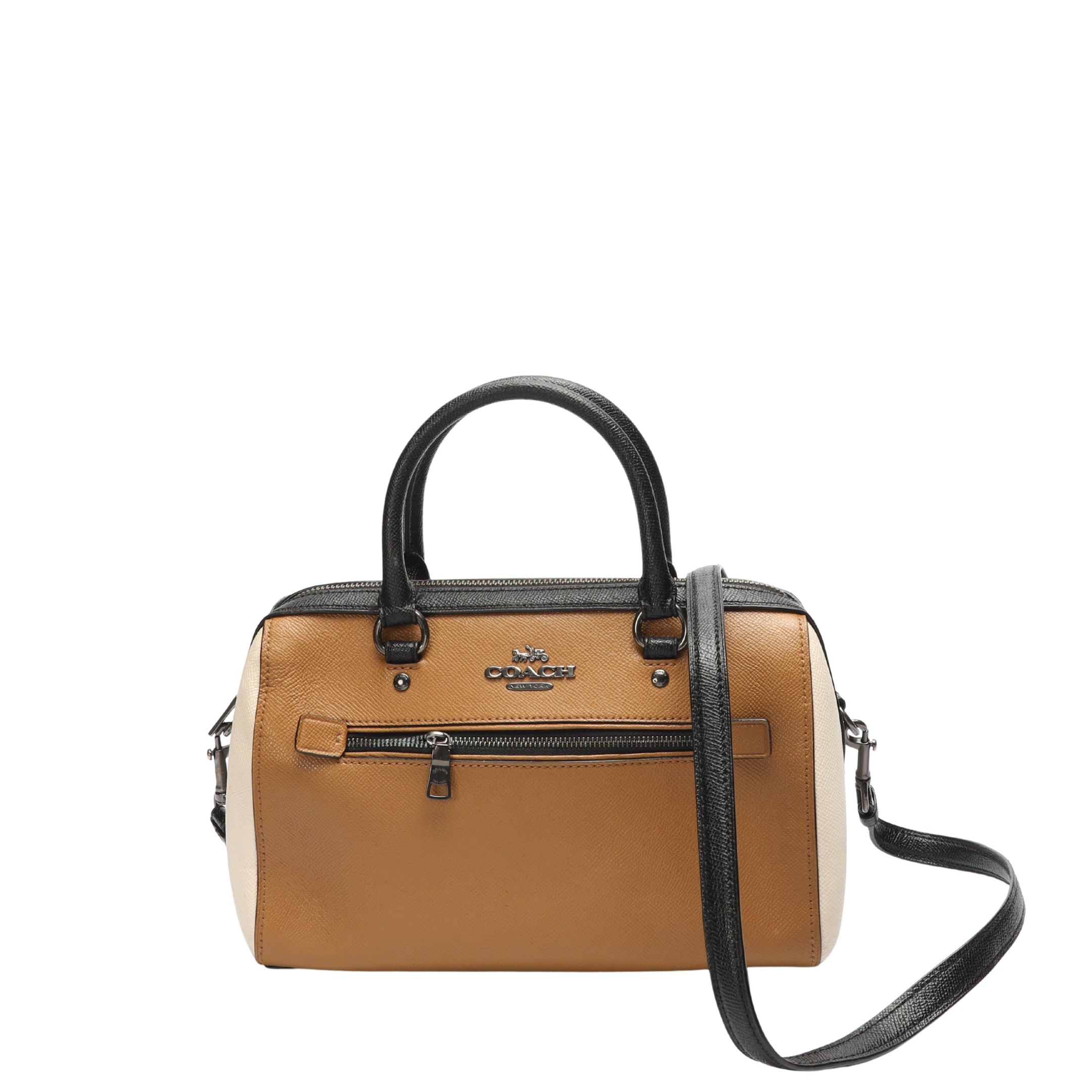 Coach Rowan Tan White Convertible Satchel