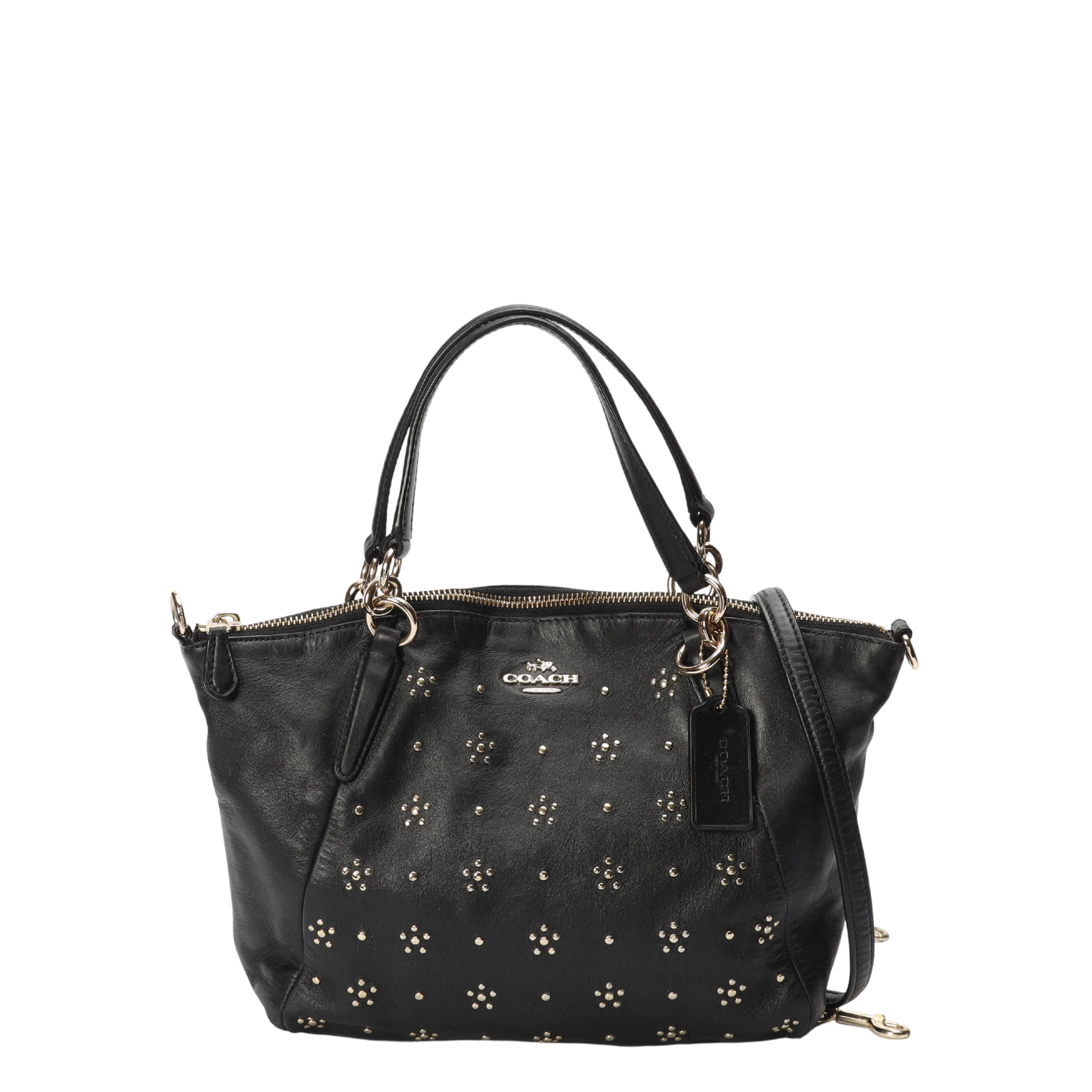 Coach Black Kelsey Studded Convertible Satchel