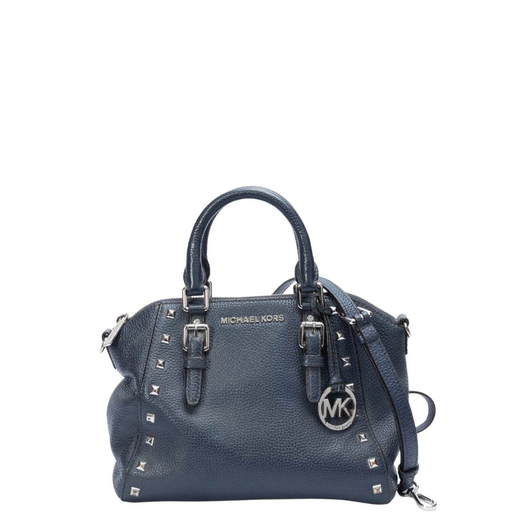 Michael Kors Navy Studded Ciara Convertible Satchel