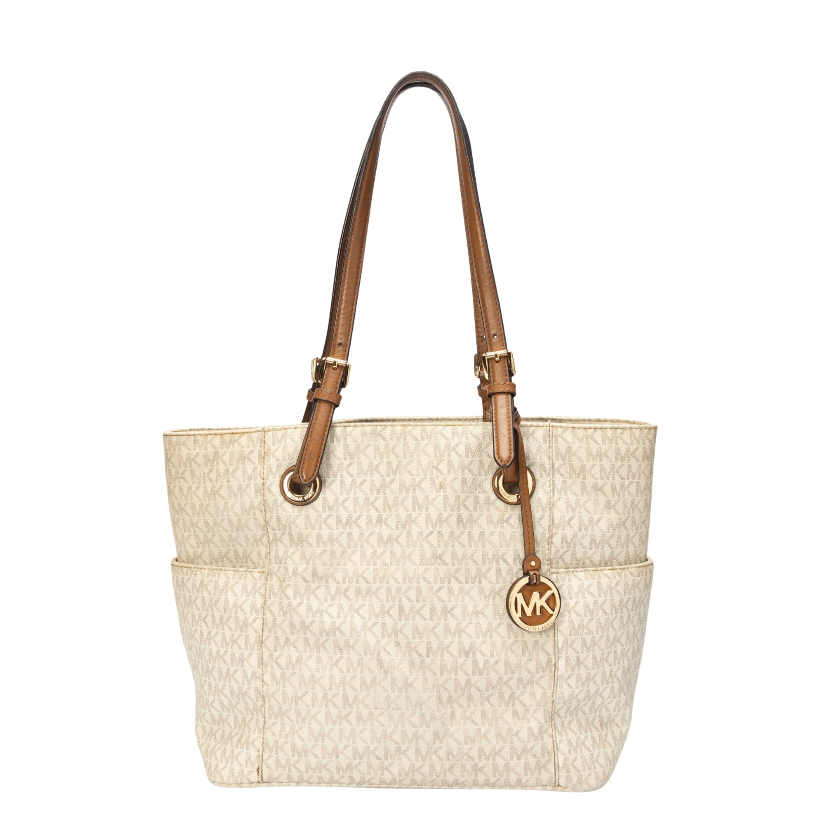 Michael Kors Off White Signature Canvas Jet Set Tote
