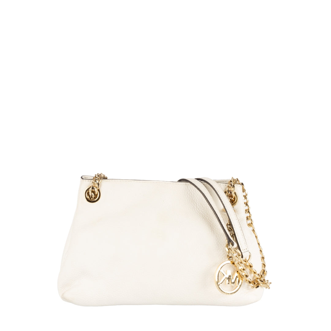 Michael Kors White Leather Jet Set Chain Shoulder Bag
