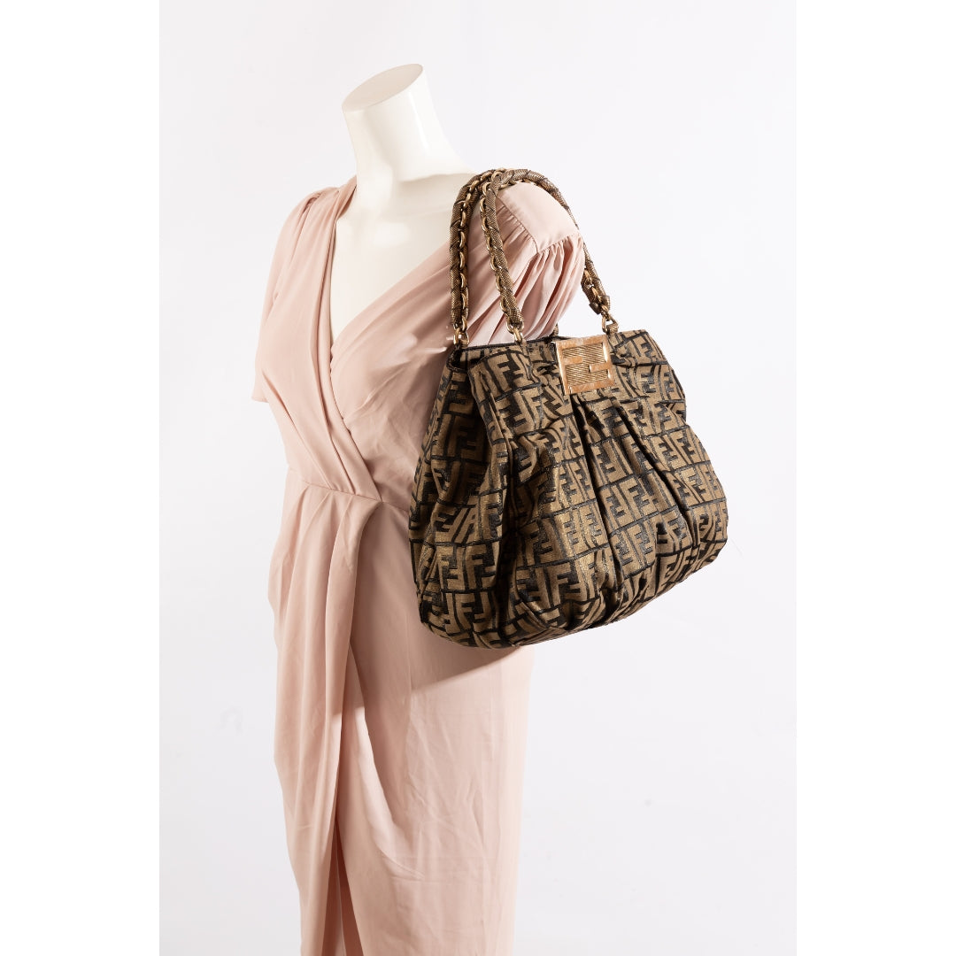 Fendi Tobacco Zucca Canvas Mia Shoulder Bag