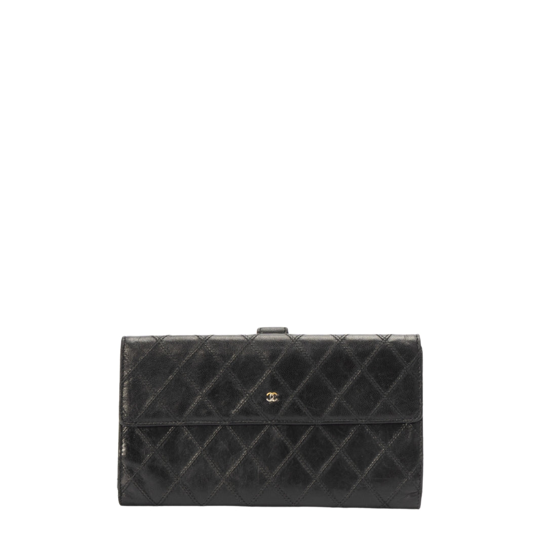 Chanel Black Quilted Continental Flap Wallet