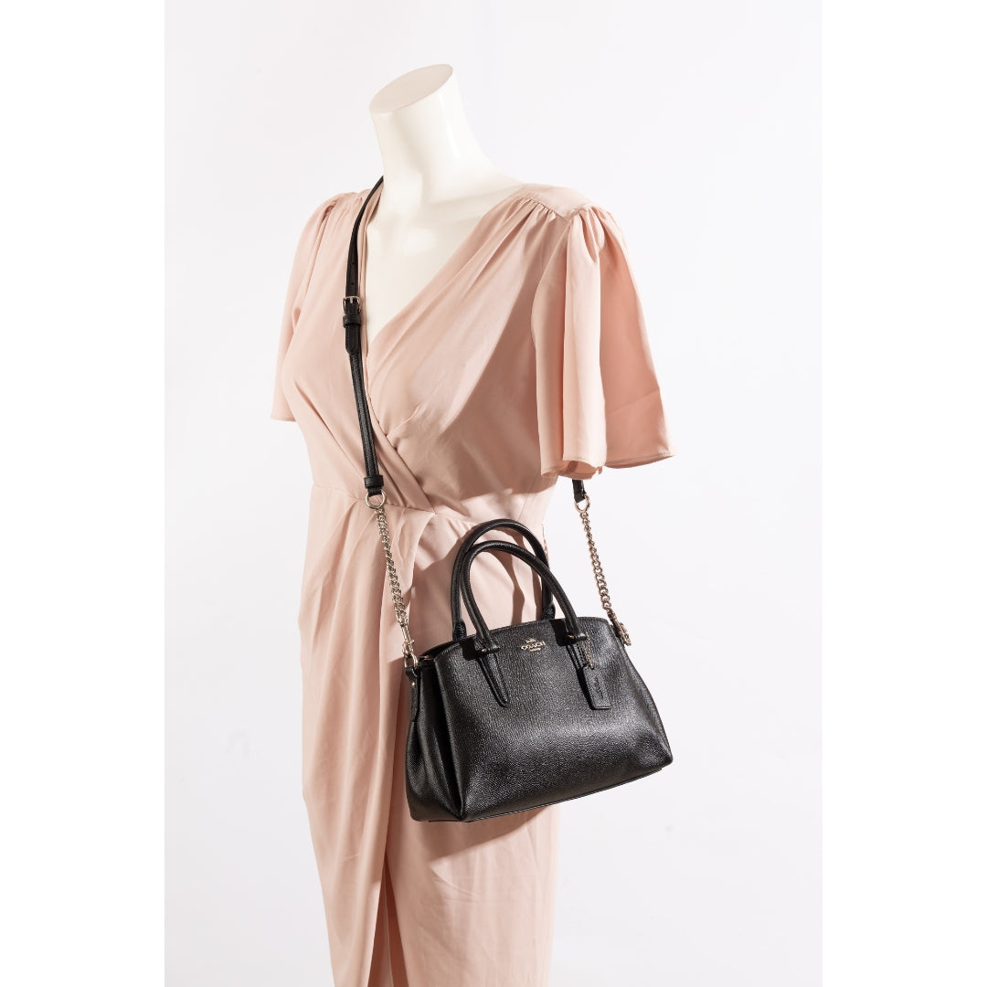 Coach Black Grained Leather Sage Carryall Satchel