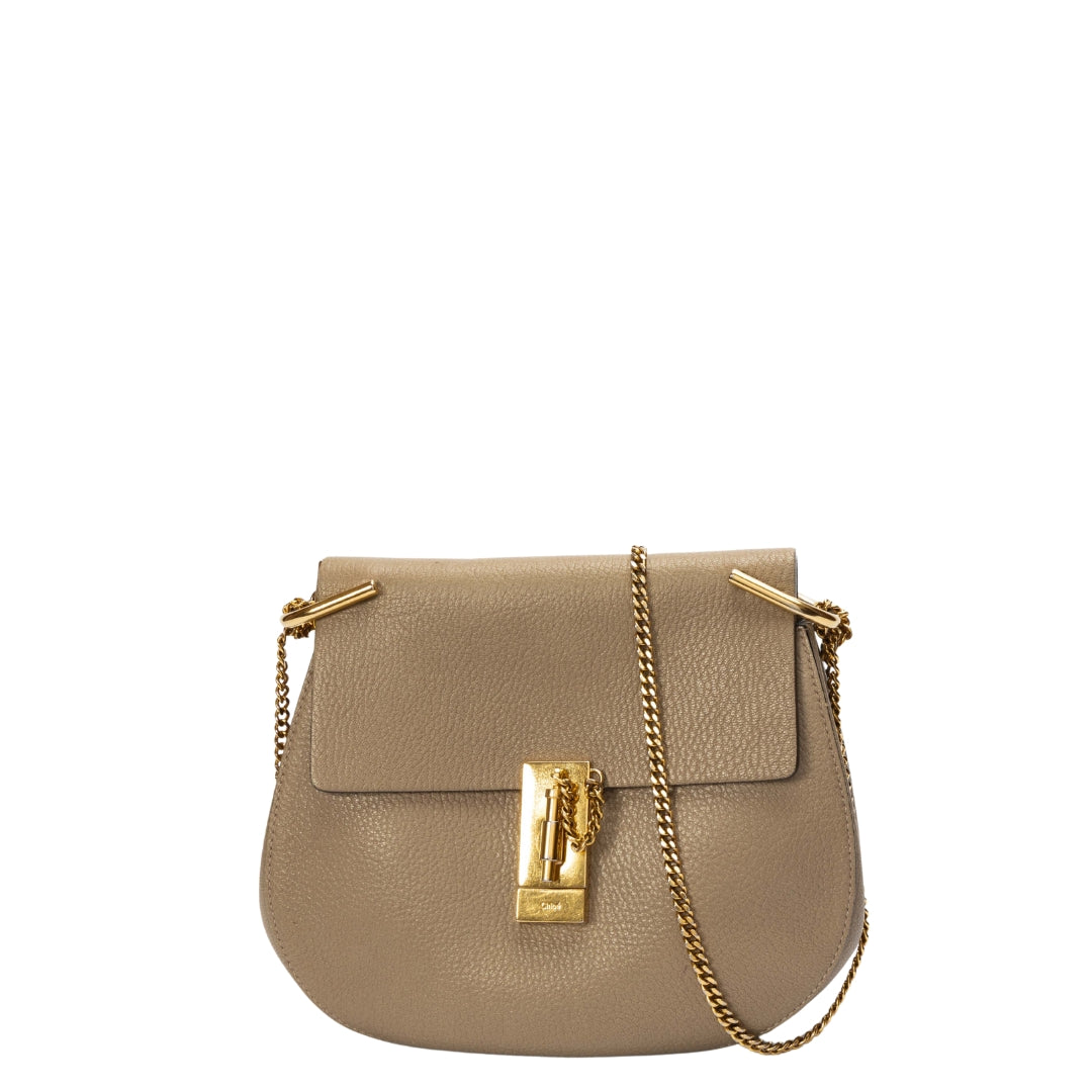 Chloe Beige Drew Chain Shoulder Bag