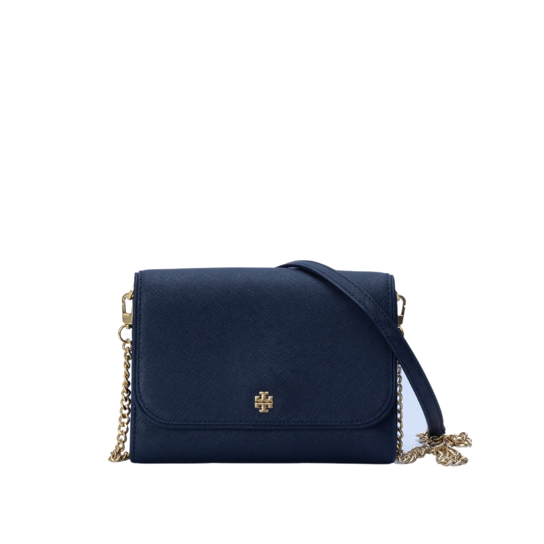 Authentic shops Tory Burch Dark Blue Flat Crossbody Bag