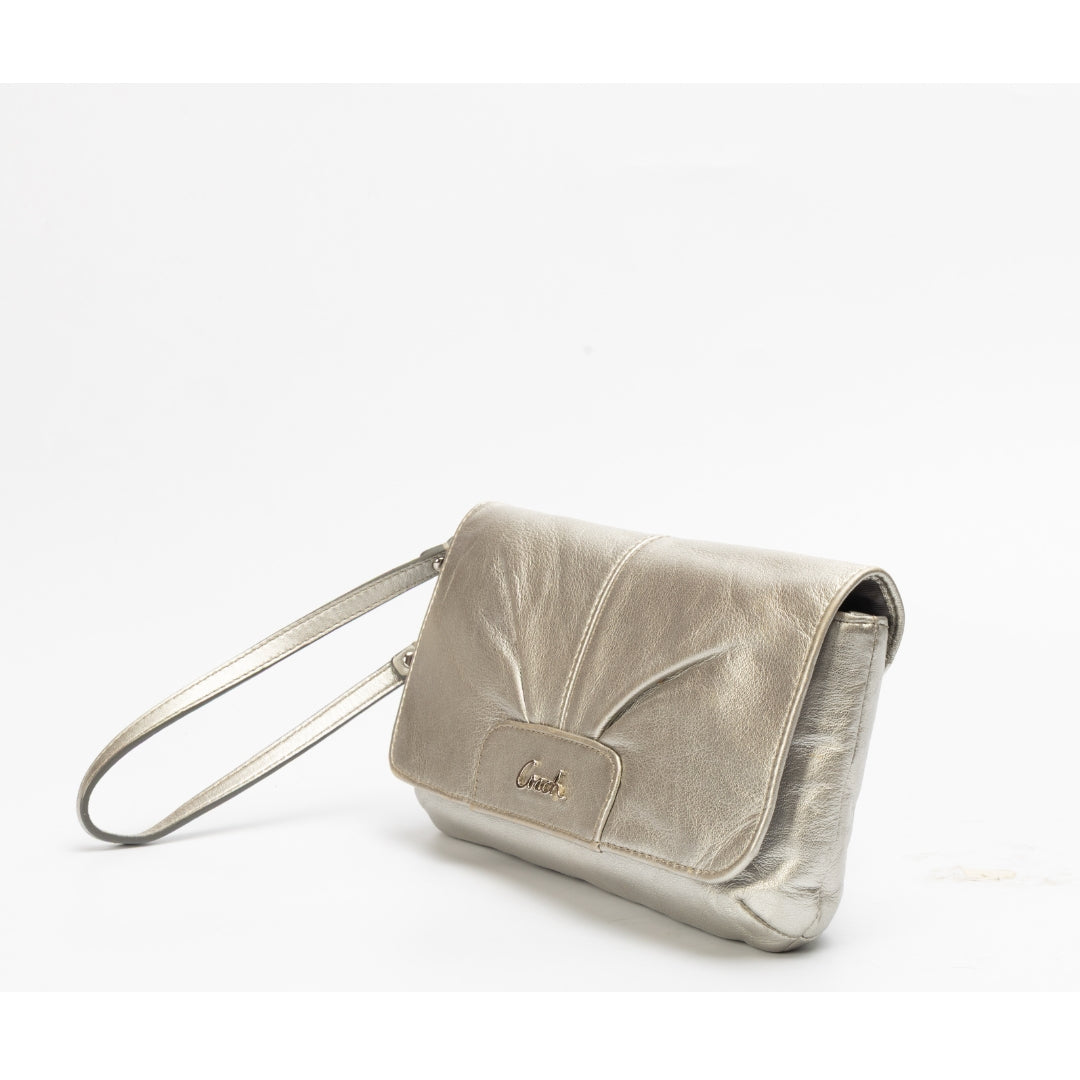 Coach Ashley Metallic Silver Leather Wristlet