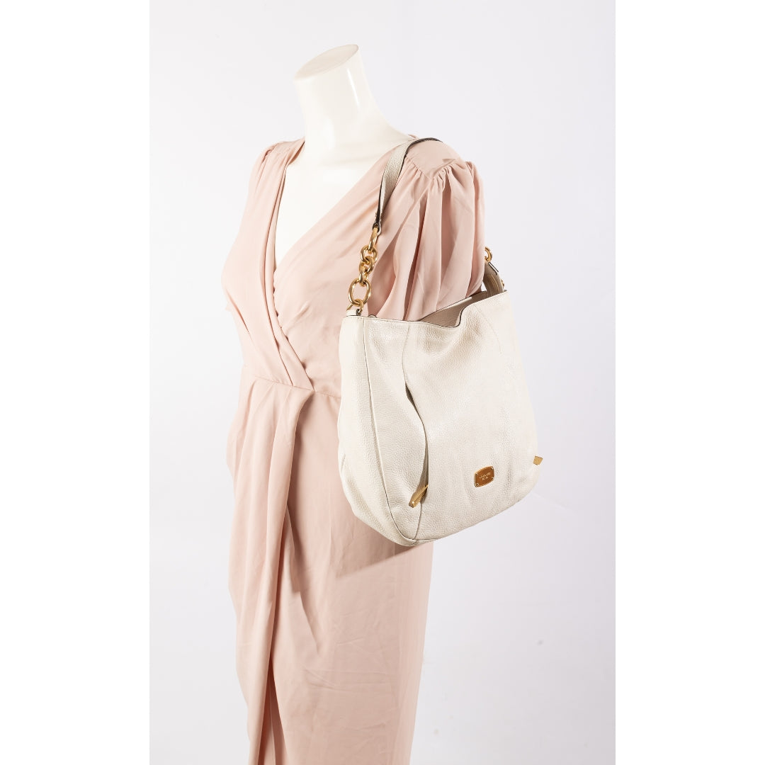 Michael Kors White Hallie Hobo Bag