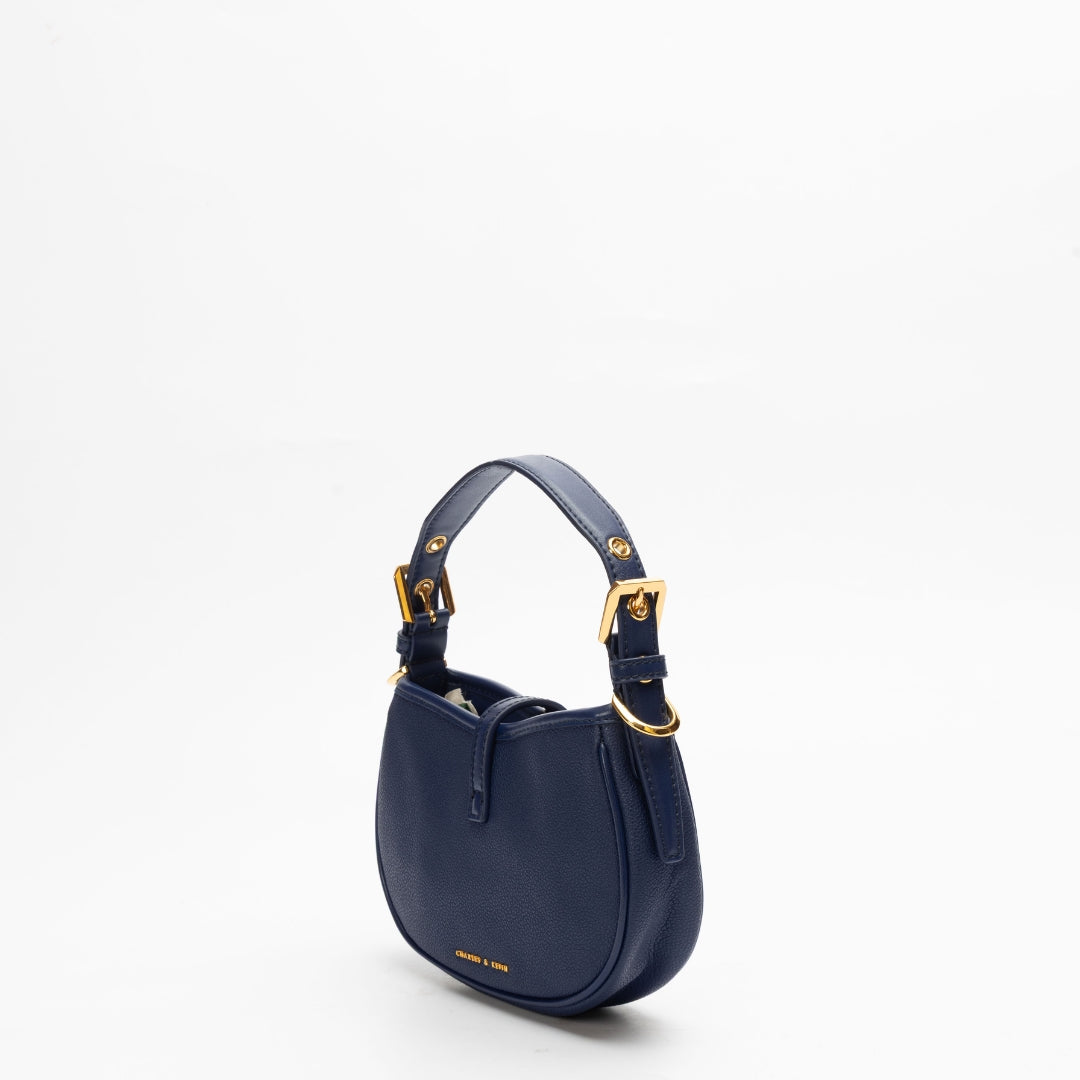 Charles & Keith Navy Thessaly Metallic Accent Bag