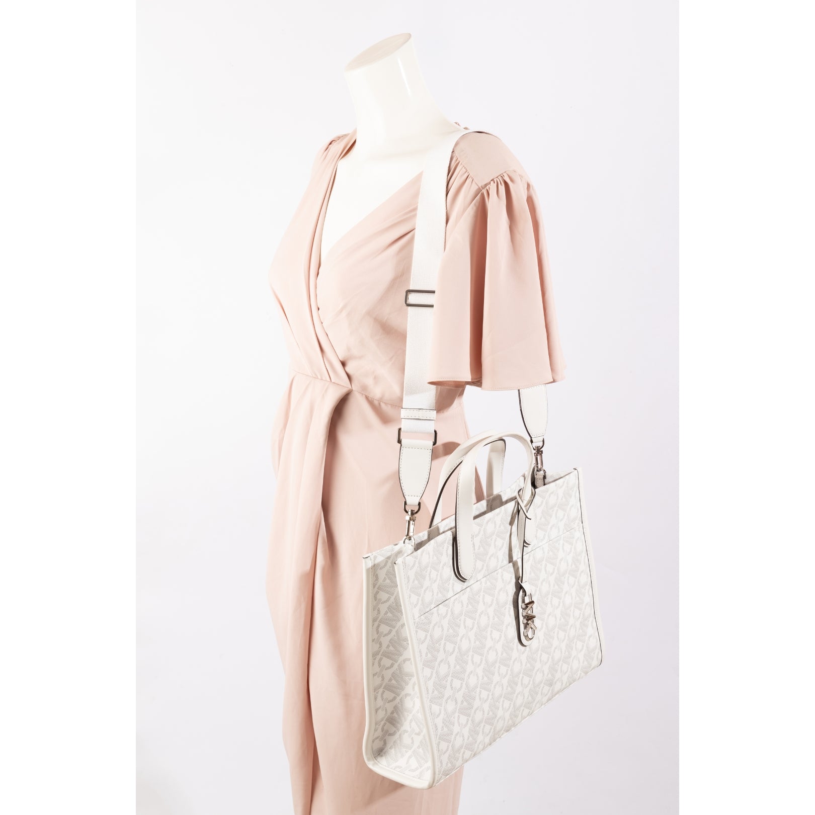 Michael Kors White Gigi Empire Logo Tote