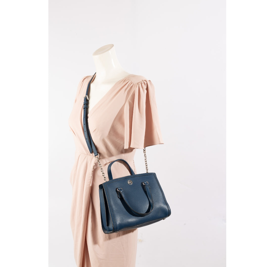 Michael Kors Chantal Pebbled Leather Satchel Bag