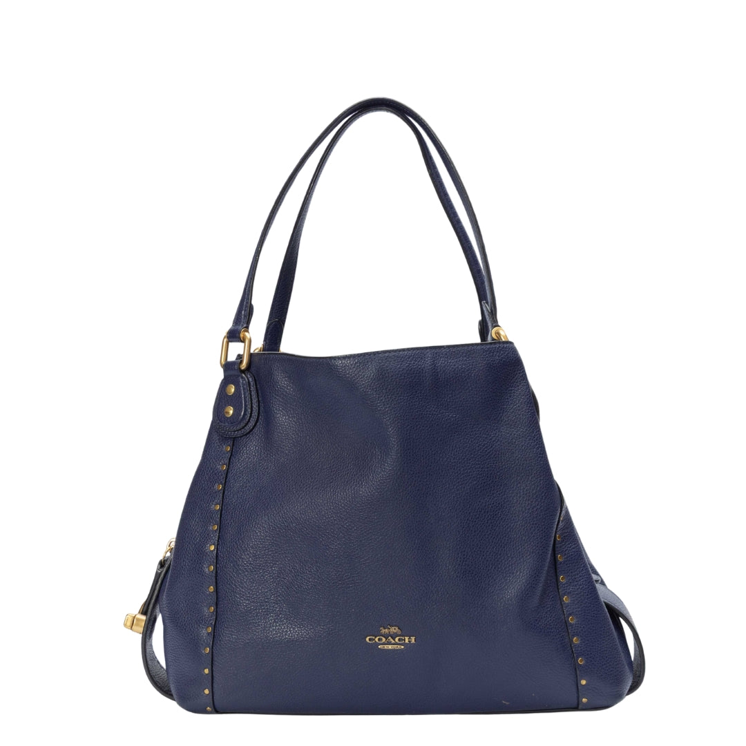 Coach Navy Edie Shoulder Bag 31 With Rivets