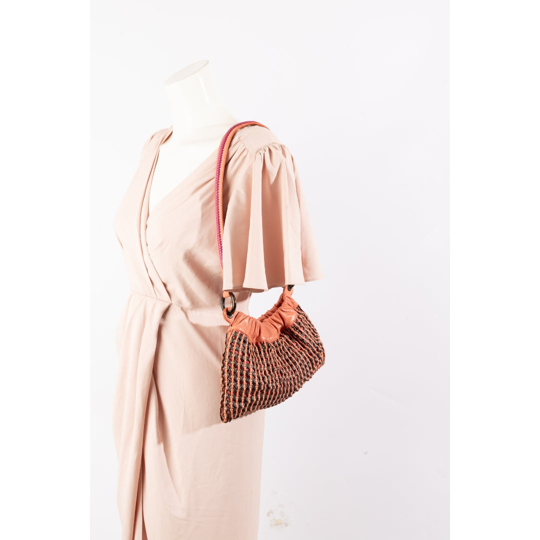 Versace Woven Leather Shoulder Bag