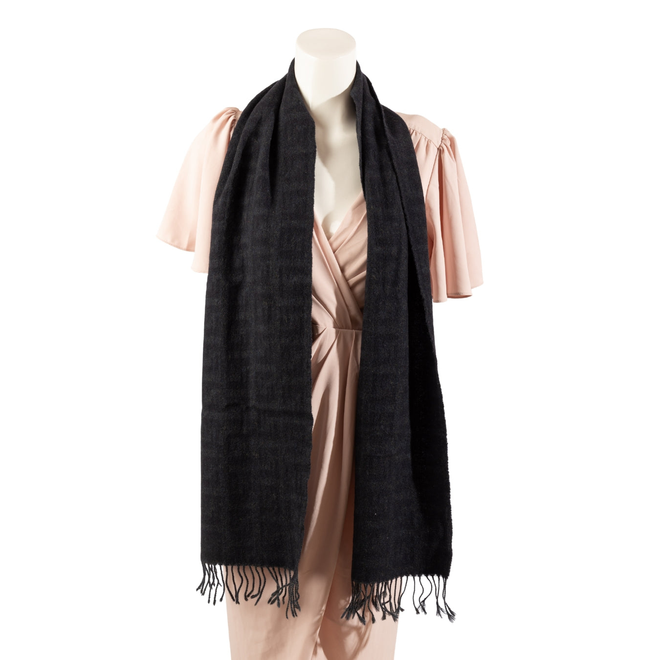 Fendi FF Navy Blue Wool Scraf