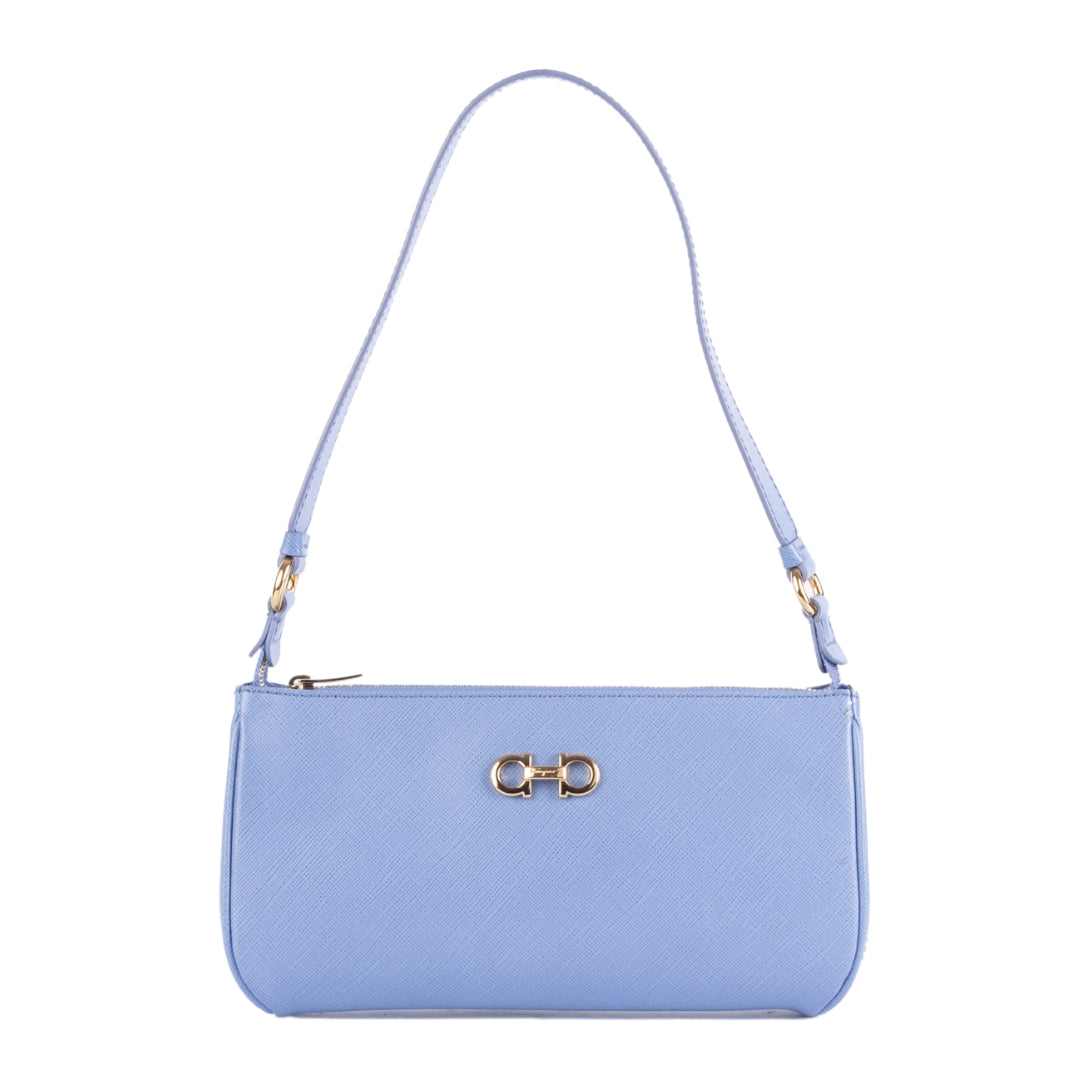 Salvatore Ferragamo Blue Leather Shoulder Bag