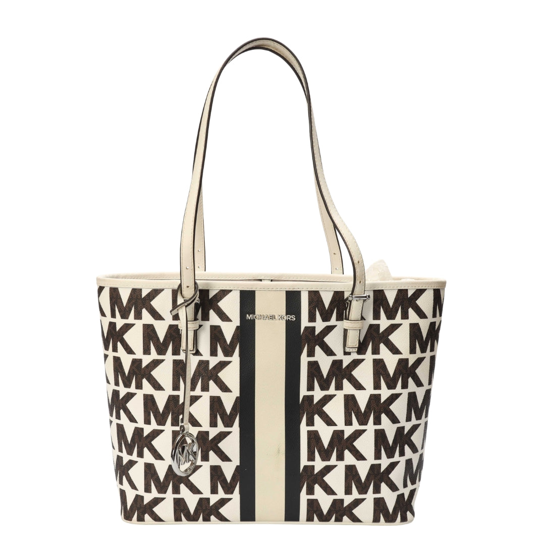 Michael Kors Jet Set Travel Logo Stripe Tote